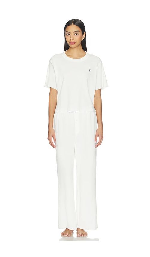 Polo Ralph Lauren Intimates Short Sleeve Top Straight Leg Pant Set in Ivory. - M also in L, S, XL