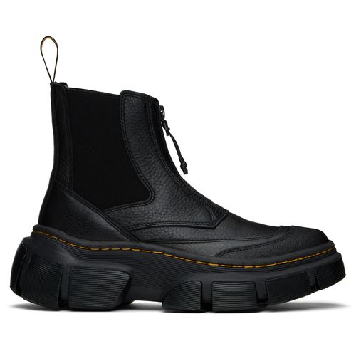 Black DMXL Zip Leather Chelsea Boots