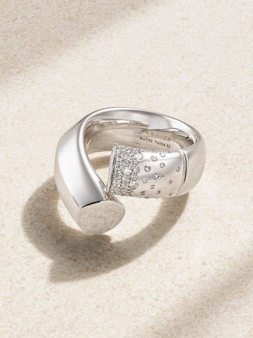 Oera Large 18-karat White Gold Diamond Ring - 54