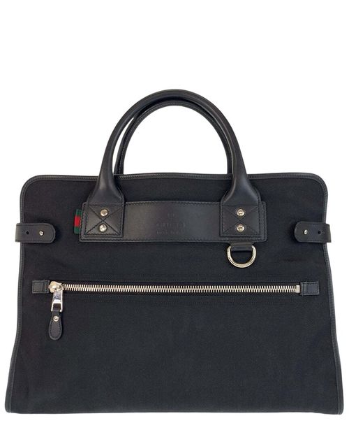 Black Nylon & Leather Briefcase (Authentic Pre-Loved)