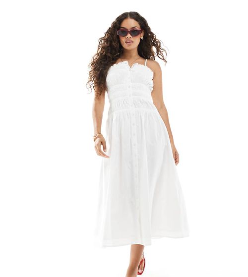 Miss Selfridge Petite | poplin shirred body button up maxi dress in white | Realry Miss Selfridge Petite | poplin shirred body button up maxi dress in white | Realry