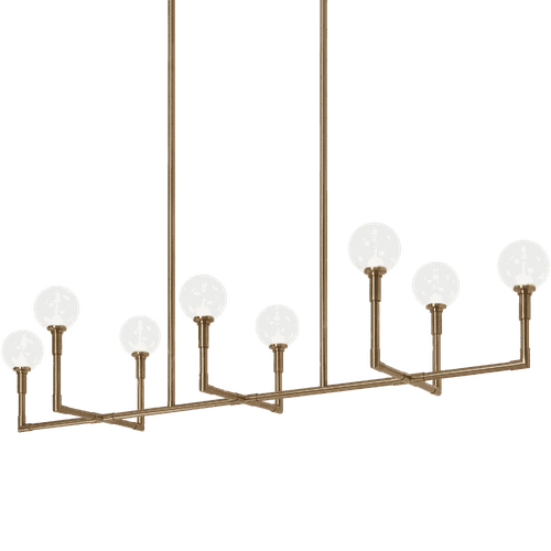 Aged Gold Brass Eight Light Chandelier from the Candlestix Collection