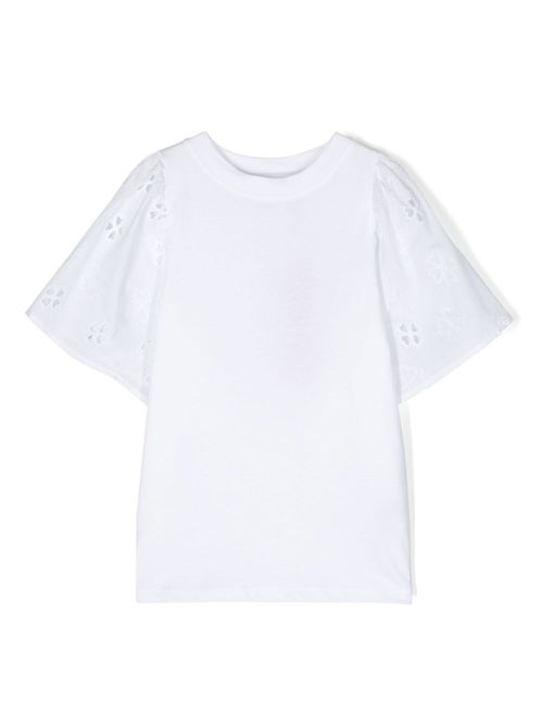 Ritza broderie anglaise-detail T-shirt - White