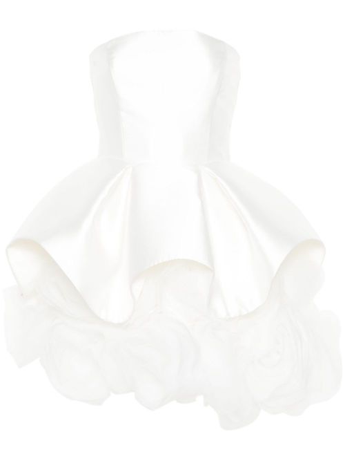 Floral-appliqué mini dress - White