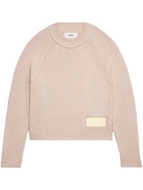 Logo-patch knitted jumper - Pink