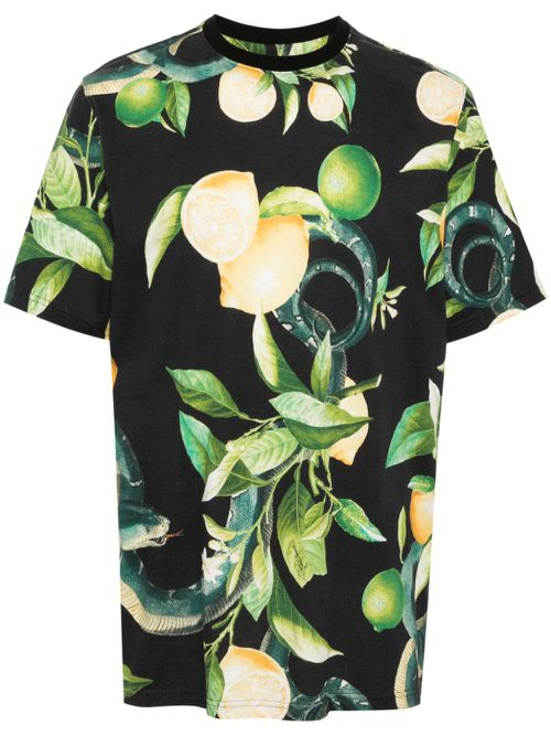 Lemon-print cotton T-shirt - Black