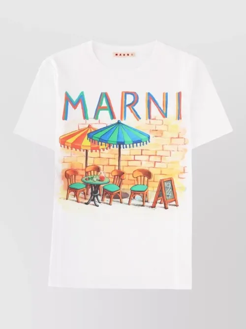 Marni - crew neck graphic print short sleeve top