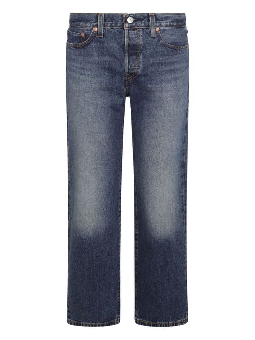 Faded-effect straight-leg jeans - Blue