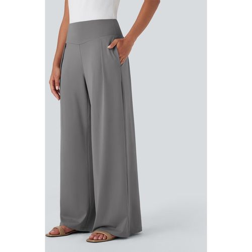 Halara High Waisted Wide Leg Casual Trousers with Pockets - December Sky - XLregular