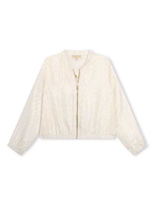 Logo-jacquard satin bomber jacket - Neutrals
