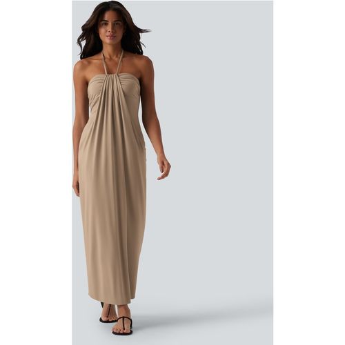 Halara Halter Tie Back Maxi Dress with Pockets - Whisper White