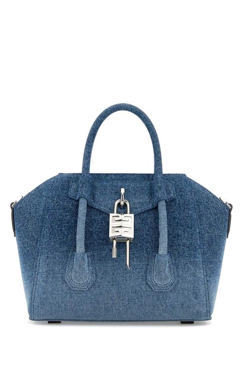 Denim Mini Antigona Lock Handbag