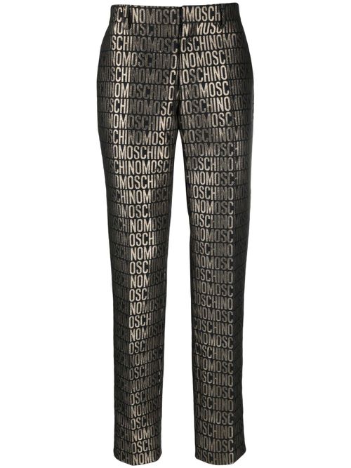 Slim-cut logo-print trousers - Black