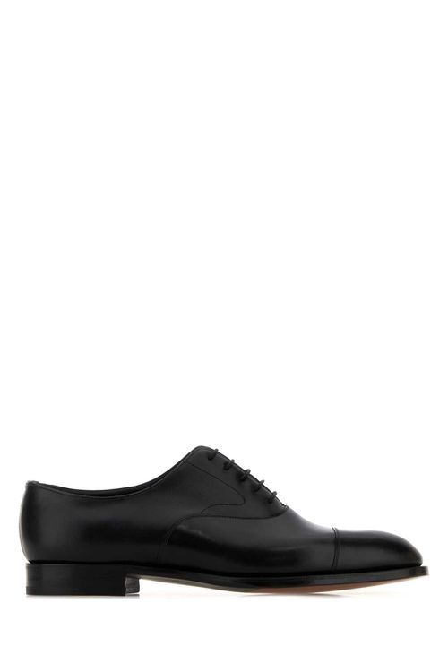 Black Leather Chelsea Lace-up Shoes