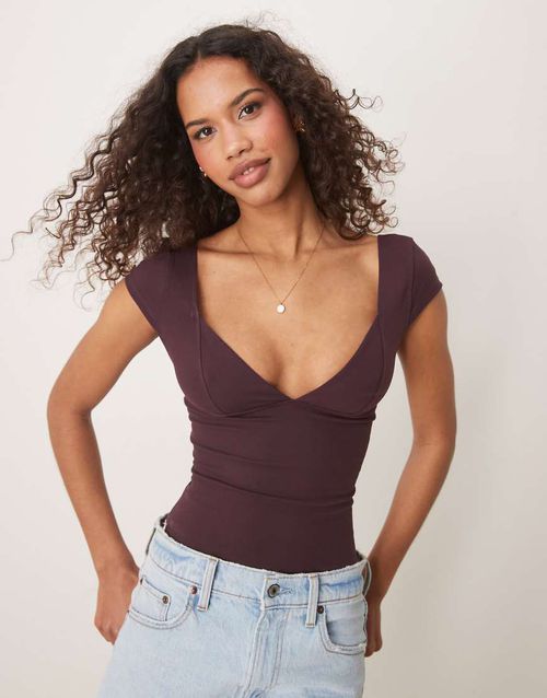 Duo corset cami top in grape-Red