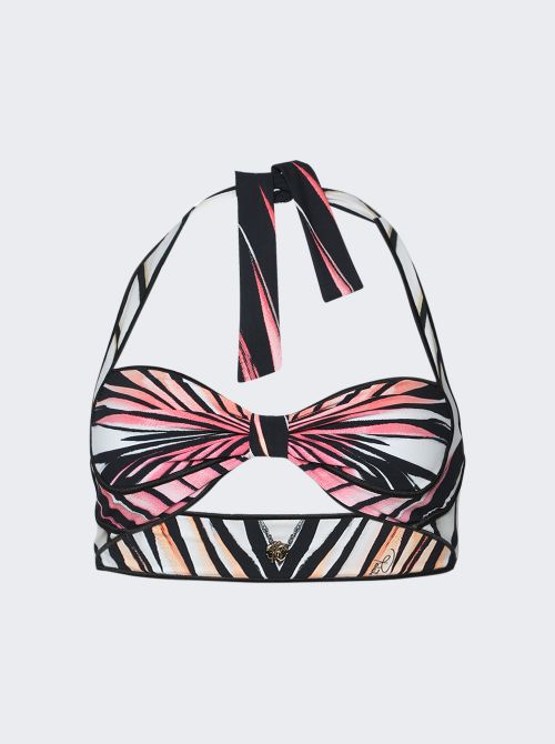 Ray Of Paradise Print Bikini Top Coral