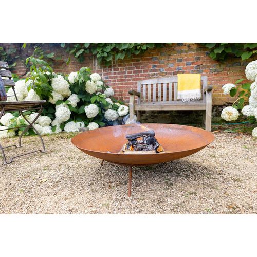 Corten Steel Fire Pit & Water Bowl Round 80cm Round