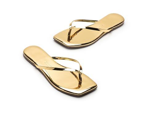 TKEES Womens Square Toe Lily Mirror Gold