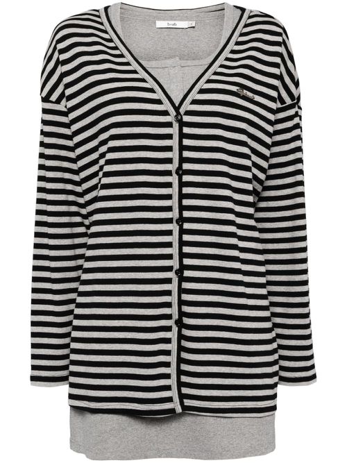 Striped button-up cardigan - Black