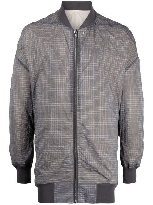 Grid-patterned zipped bomber jacket - Grey