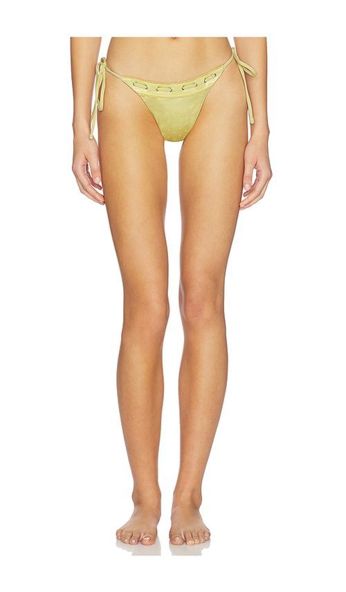 With Jean Juni Eyelet Lace Up Bikini Bottom in Yellow. - S also in L