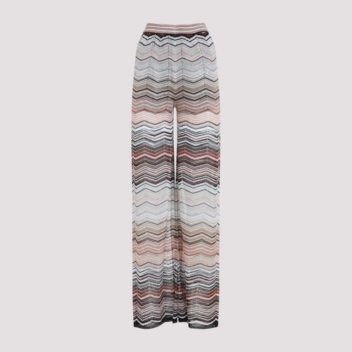 Wide Chevron Lamé Viscose Trousers with Sequins