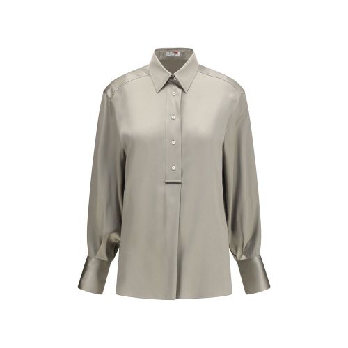 Silk Satin Blouse — Beige