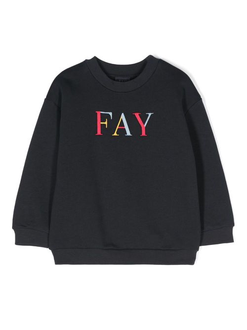 Logo-embroidered cotton sweatshirt - Blue