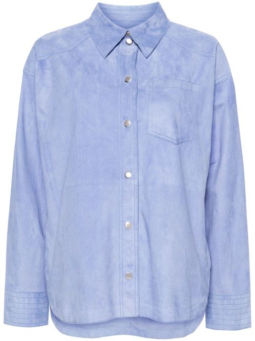 Long-sleeve suede overshirt - Blue