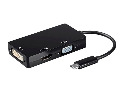 USB-C to 4K HDMI  Single Link DVI  and VGA Passive Adapter  Black