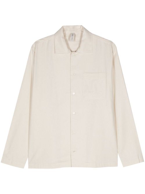 Cutaway-collar raw-silk shirt - Neutrals