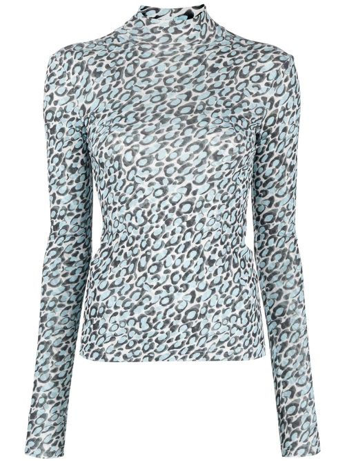 Back cut-out patterned top - Blue