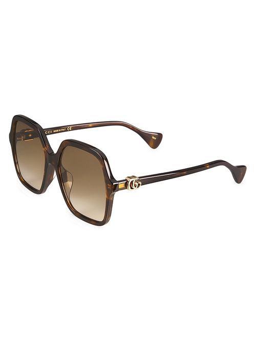 Women's Mini Running 56MM Square Sunglasses - Havana