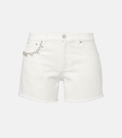 Crystal-embellished denim shorts