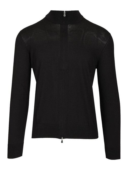 Cotton And Silk High Neck Zip Sweater