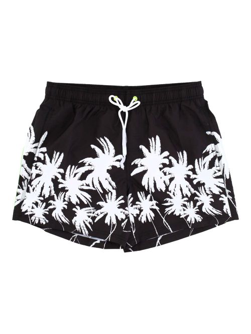 Sundek palm tree-print swim shorts - Black