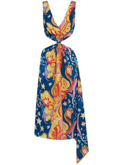 Star print midi dress - Blue
