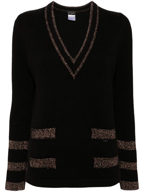 2004 V-neck cashmere-blend jumper - Black