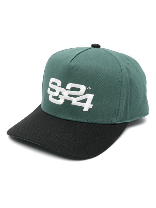 Motif-embroidered cap - Green