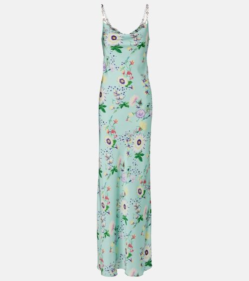 Chain-detail floral maxi dress