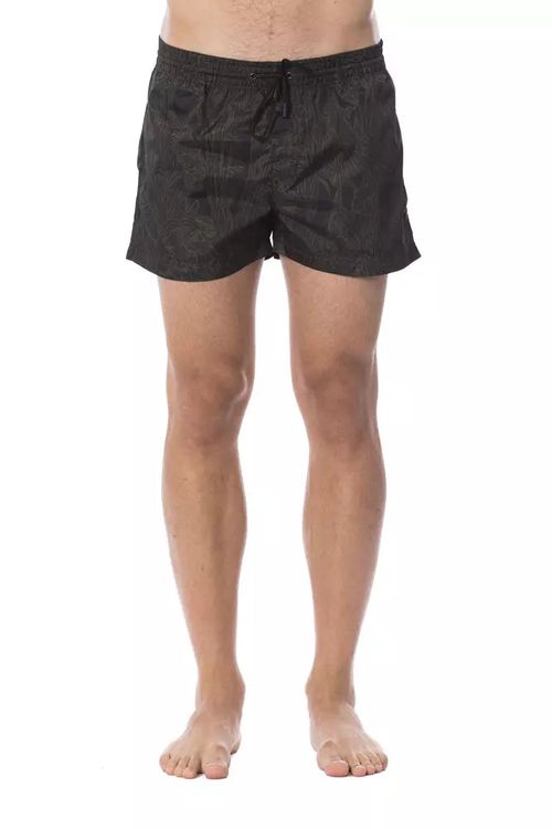 Printed Polyester Swim Shorts — Black