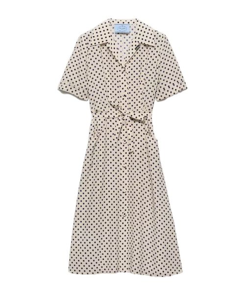 Polka-dot print marocain shirt dress