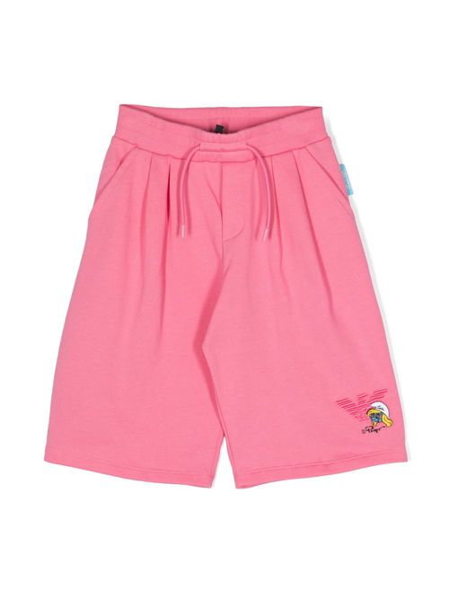 X The Smurfs logo-appliqué cotton shorts - Pink