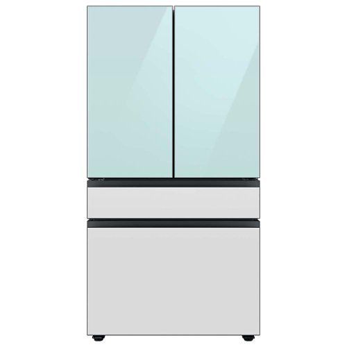 BESPOKE 29 cu. ft 4-Door French Door Smart Refrigerator with Beverage Center - Morning Blue Glass