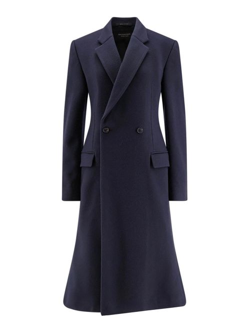 Double-breasted Godet Midi Wool Coat
