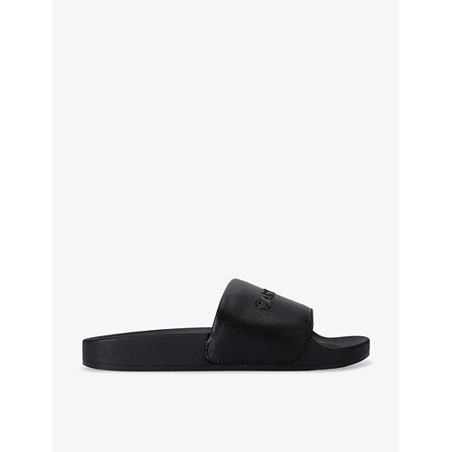 Womens Frame Logo-embossed Rubber Sliders