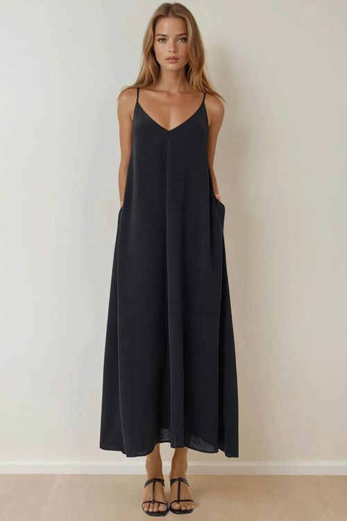 Black A-form Maxi Dress Women