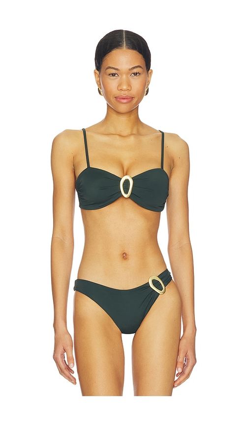 Away That Day Cabo Verde Bikini Top in Dark Green. - S also in XS, M