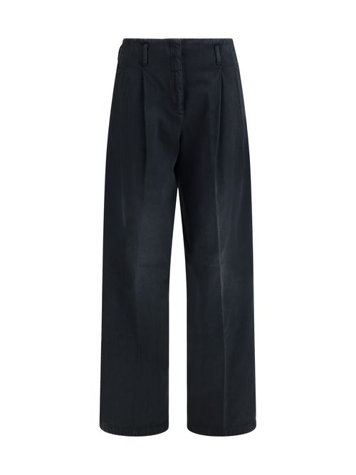 Wide-Leg Denim Jeans — Black