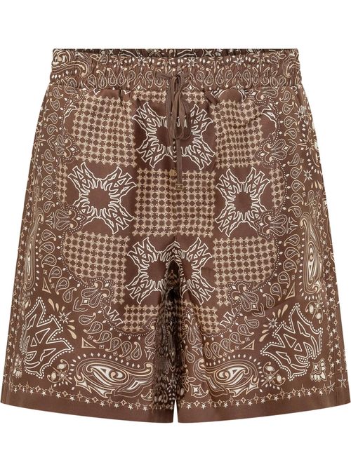Brown Paisley Print Shorts